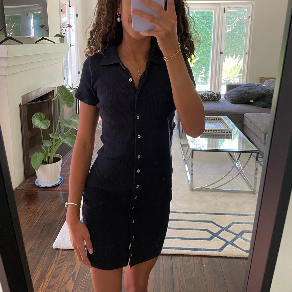 Brandy Melville navy button up dress